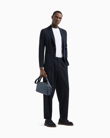 A|x Armani Exchange Upton Line Single-breasted Jacket In Virgin Wool Canneté