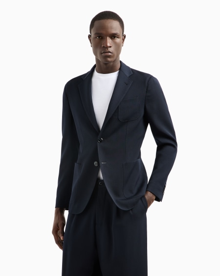 A|x Armani Exchange Upton Line Single-breasted Jacket In Virgin Wool Canneté