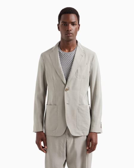 A|x Armani Exchange Upton Line Single-breasted Jacket In Washed Silk