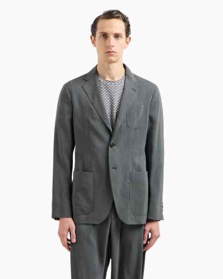 A|x Armani Exchange Upton Line Single-breasted Jacket In Washed Silk