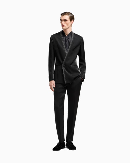 A|x Armani Exchange Upton Line Tuxedo Jacket In A Viscose Blend With Rhinestones