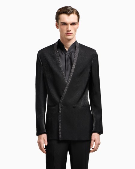A|x Armani Exchange Upton Line Tuxedo Jacket In A Viscose Blend With Rhinestones