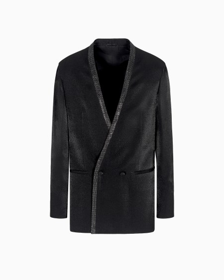 a|x armani exchange Upton Line tuxedo jacket in a viscose blend with rhinestones