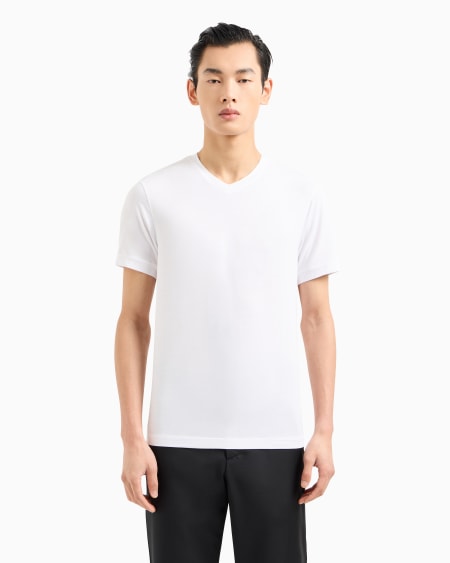 A|x Armani Exchange V-neck T-shirt Icon In Stretch Viscose Jersey