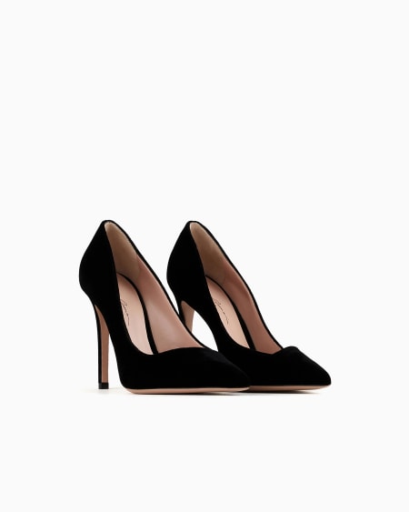 A|x Armani Exchange Velvet Court Shoes With An Asymmetric Top Line