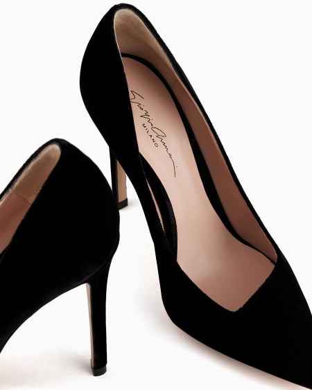 A|x Armani Exchange Velvet Court Shoes With An Asymmetric Top Line