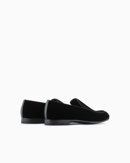 A|x Armani Exchange Velvet Loafers With Embroidered Logo