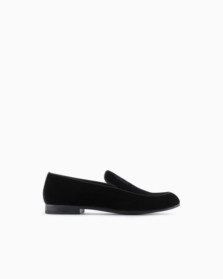 a|x armani exchange Velvet loafers with embroidered logo