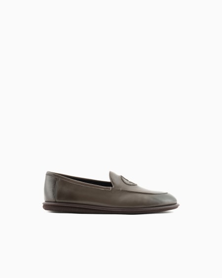 a|x armani exchange Vintage nappa leather loafers with embroidered logo