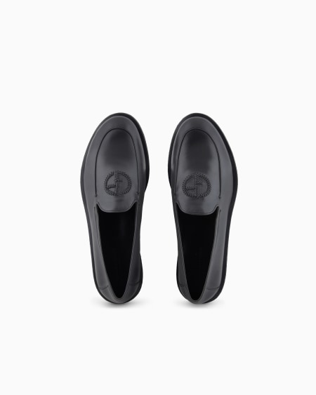 A|x Armani Exchange Vintage Nappa Leather Loafers With Embroidered Logo