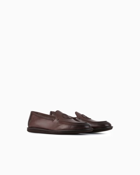 A|x Armani Exchange Vintage Nappa Leather Loafers With Embroidered Logo