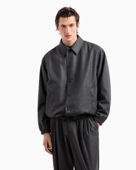 A|x Armani Exchange Virgin Wool And Cashmere Blouson With Jacquard Pinstripes