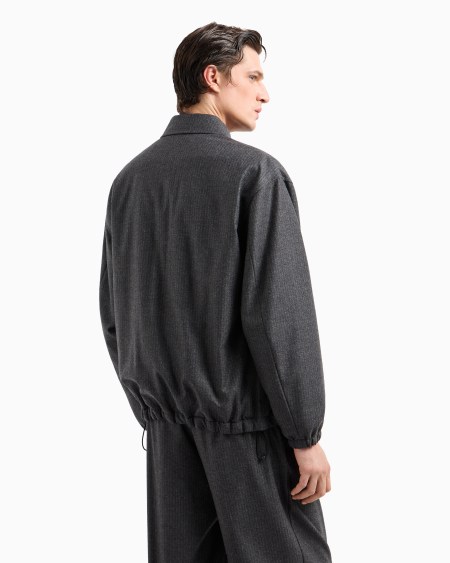 A|x Armani Exchange Virgin Wool And Cashmere Blouson With Jacquard Pinstripes