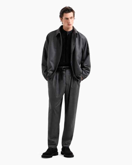 A|x Armani Exchange Virgin Wool And Cashmere Blouson With Jacquard Pinstripes