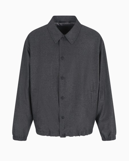 a|x armani exchange Virgin wool and cashmere blouson with jacquard pinstripes