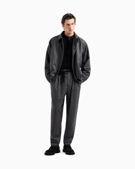 A|x Armani Exchange Virgin-wool And Cashmere Double-dart Trousers With Jacquard Pinstripes