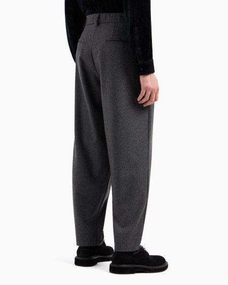 A|x Armani Exchange Virgin-wool And Cashmere Double-dart Trousers With Jacquard Pinstripes