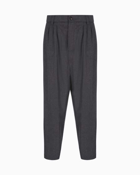 a|x armani exchange Virgin-wool and cashmere double-dart trousers with jacquard pinstripes