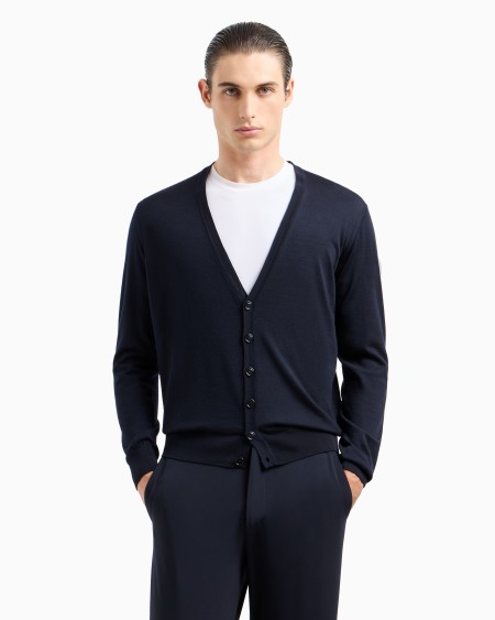 A|x Armani Exchange Virgin-wool Cardigan With Buttons