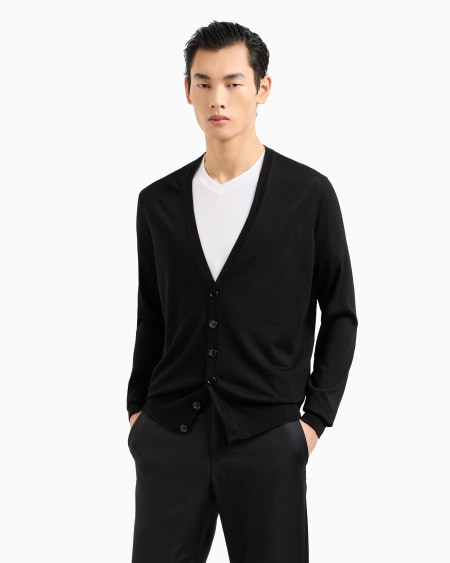 A|x Armani Exchange Virgin-wool Cardigan With Buttons
