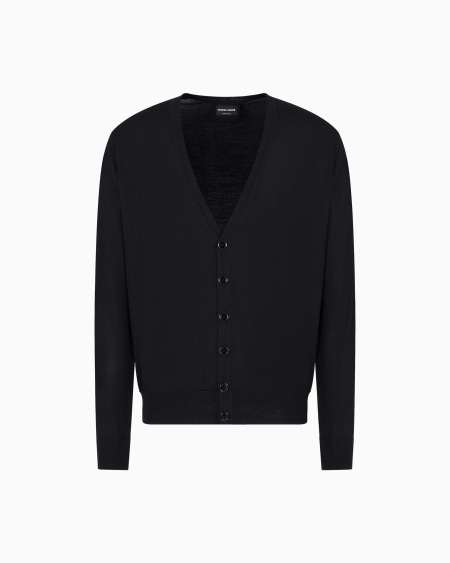 a|x armani exchange Virgin-wool cardigan with buttons
