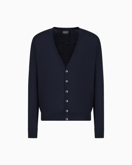 a|x armani exchange Virgin-wool cardigan with buttons