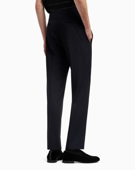 A|x Armani Exchange Virgin Wool Crêpe Flat-front Trousers