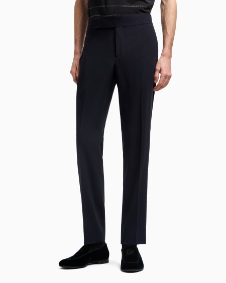 A|x Armani Exchange Virgin Wool Crêpe Flat-front Trousers
