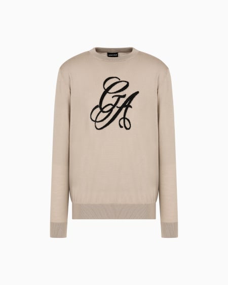 a|x armani exchange Virgin-wool crew-neck jumper with logo