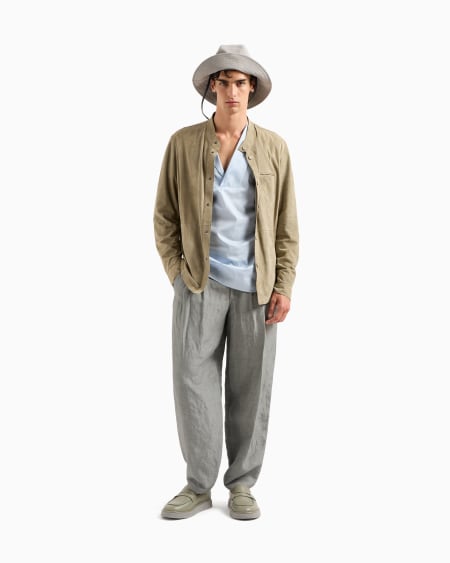 A|x Armani Exchange Viscose And Linen Canvas Single-darted Trousers