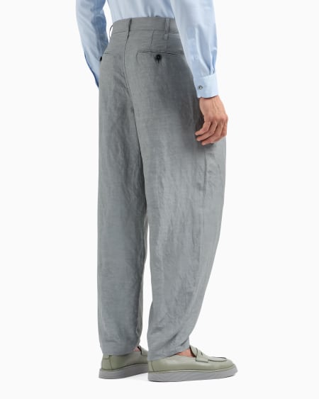 A|x Armani Exchange Viscose And Linen Canvas Single-darted Trousers