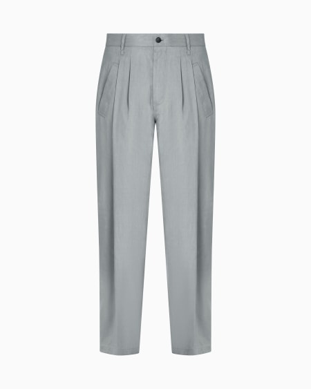 a|x armani exchange Viscose and linen canvas single-darted trousers
