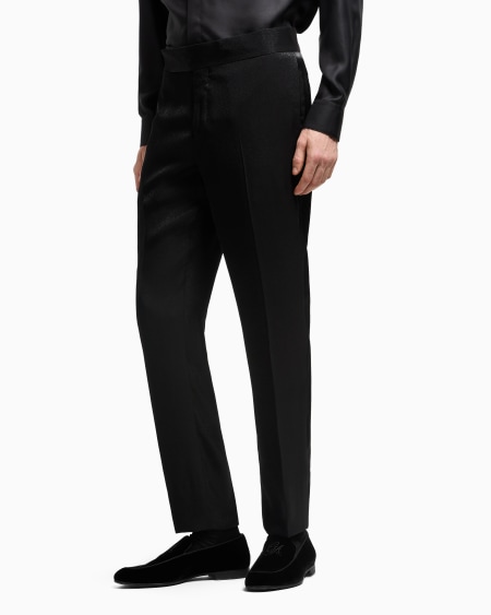 A|x Armani Exchange Viscose-blend Flat-front Trousers