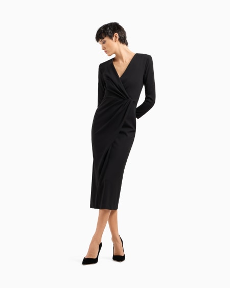 A|x Armani Exchange Viscose-blend Milano-stitch Midi Dress