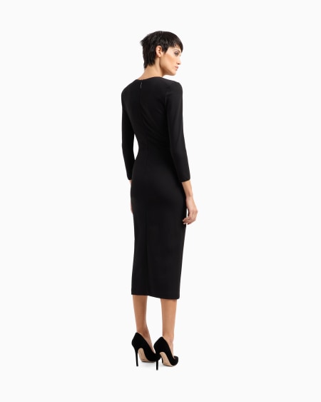 A|x Armani Exchange Viscose-blend Milano-stitch Midi Dress