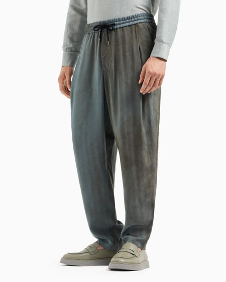 A|x Armani Exchange Viscose Canvas Flat-front Trousers