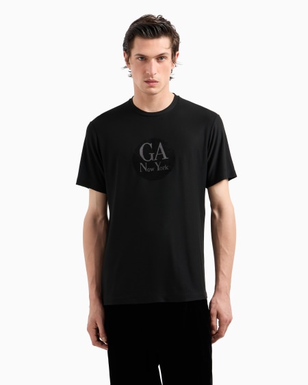 A|x Armani Exchange Viscose Crew-neck T-shirt With A Velvet Insert