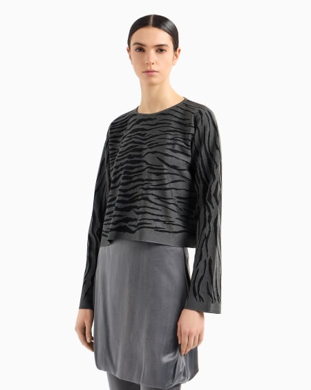 A|x Armani Exchange Viscose Jacquard Blend Crew-neck Jumper