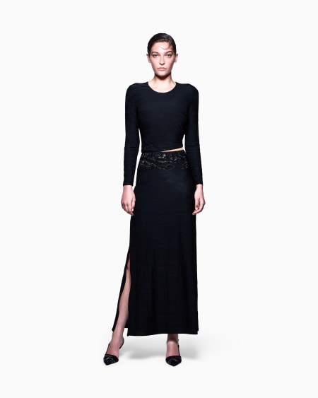 A|x Armani Exchange Viscose Jacquard Jersey Long Dress