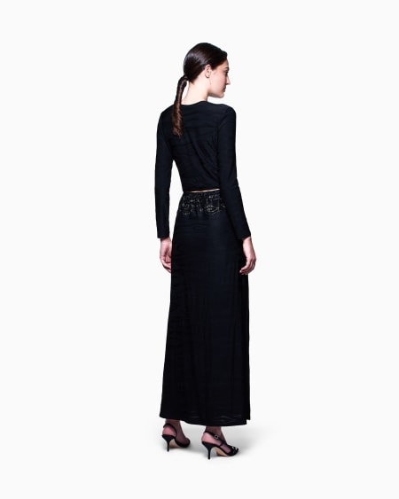 A|x Armani Exchange Viscose Jacquard Jersey Long Dress