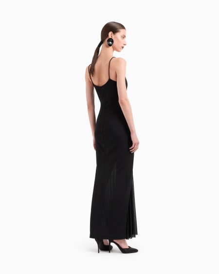 A|x Armani Exchange Viscose Jersey Interlock Long Dress