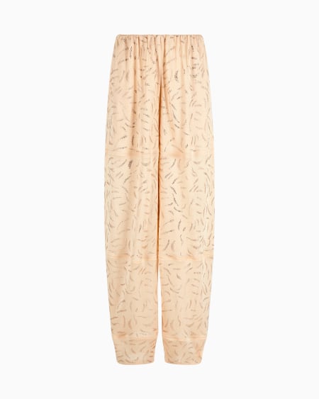 a|x armani exchange Viscose jersey trousers with rhinestone embroidery