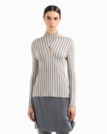 A|x Armani Exchange Viscose Jumper With Jacquard Stripes