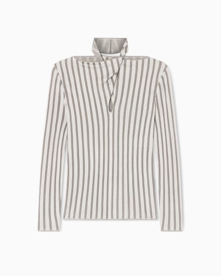 a|x armani exchange Viscose jumper with jacquard stripes