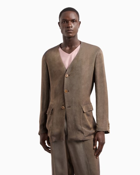 A|x Armani Exchange Viscose Twill Single-breasted Jacket