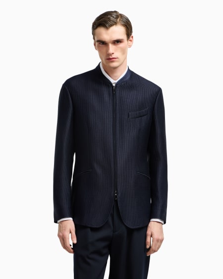 A|x Armani Exchange Washed Cupro Canneté Zip-up Jacket