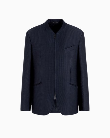 a|x armani exchange Washed cupro canneté zip-up jacket