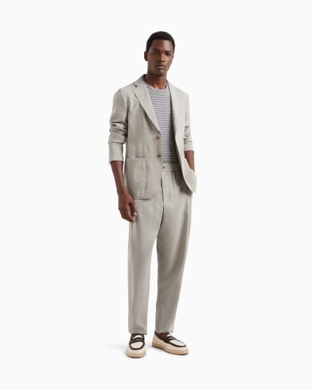 A|x Armani Exchange Washed Silk-blend Single-pleat Trousers