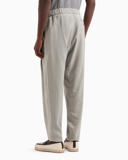 A|x Armani Exchange Washed Silk-blend Single-pleat Trousers
