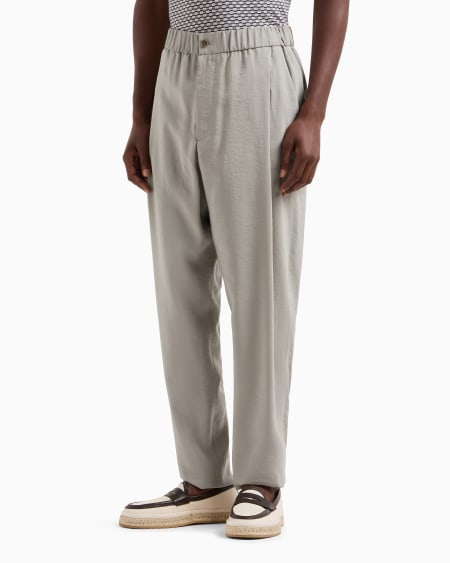 A|x Armani Exchange Washed Silk-blend Single-pleat Trousers